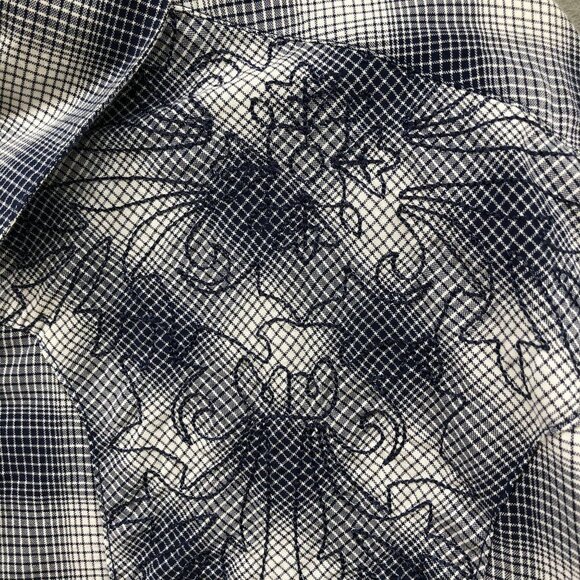 R-Vintage Mens Western Pearl Snap Button Embroidered Shirt Size XXL Blue Cowboy - Picture 5 of 9